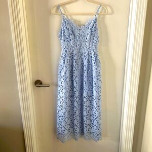 ASTR the label lace midi dress, size S, in “periwinkle” (light blue in person)